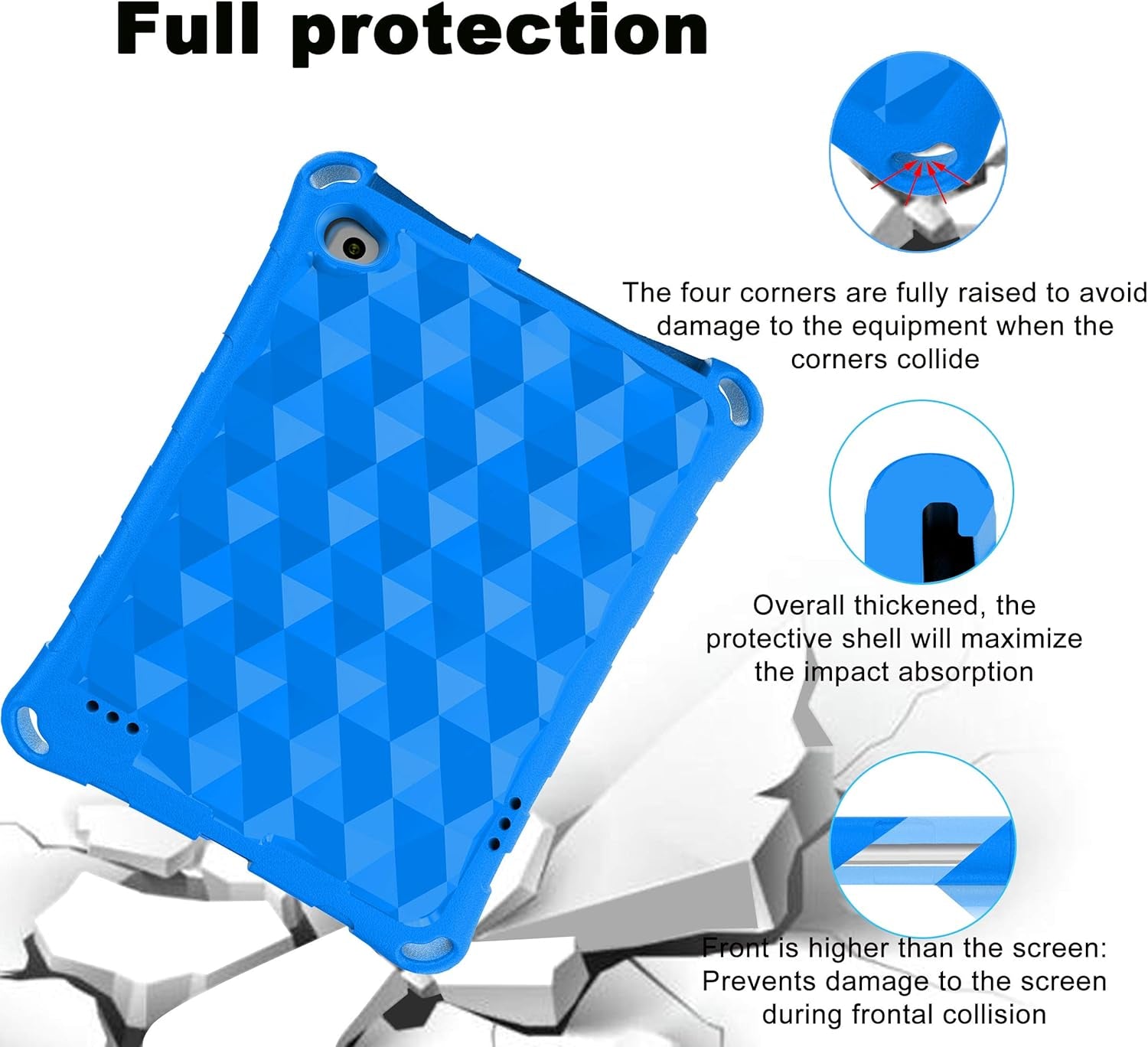 Fire 7 Tablet Case for Kids,Not Compatible with 2022 New,  Extra Thick Protective Layer Double-Layer Shockproof in Four Corners Compatible with 9/7/5Th Generation 2019/2017/2015 Release (Blue)