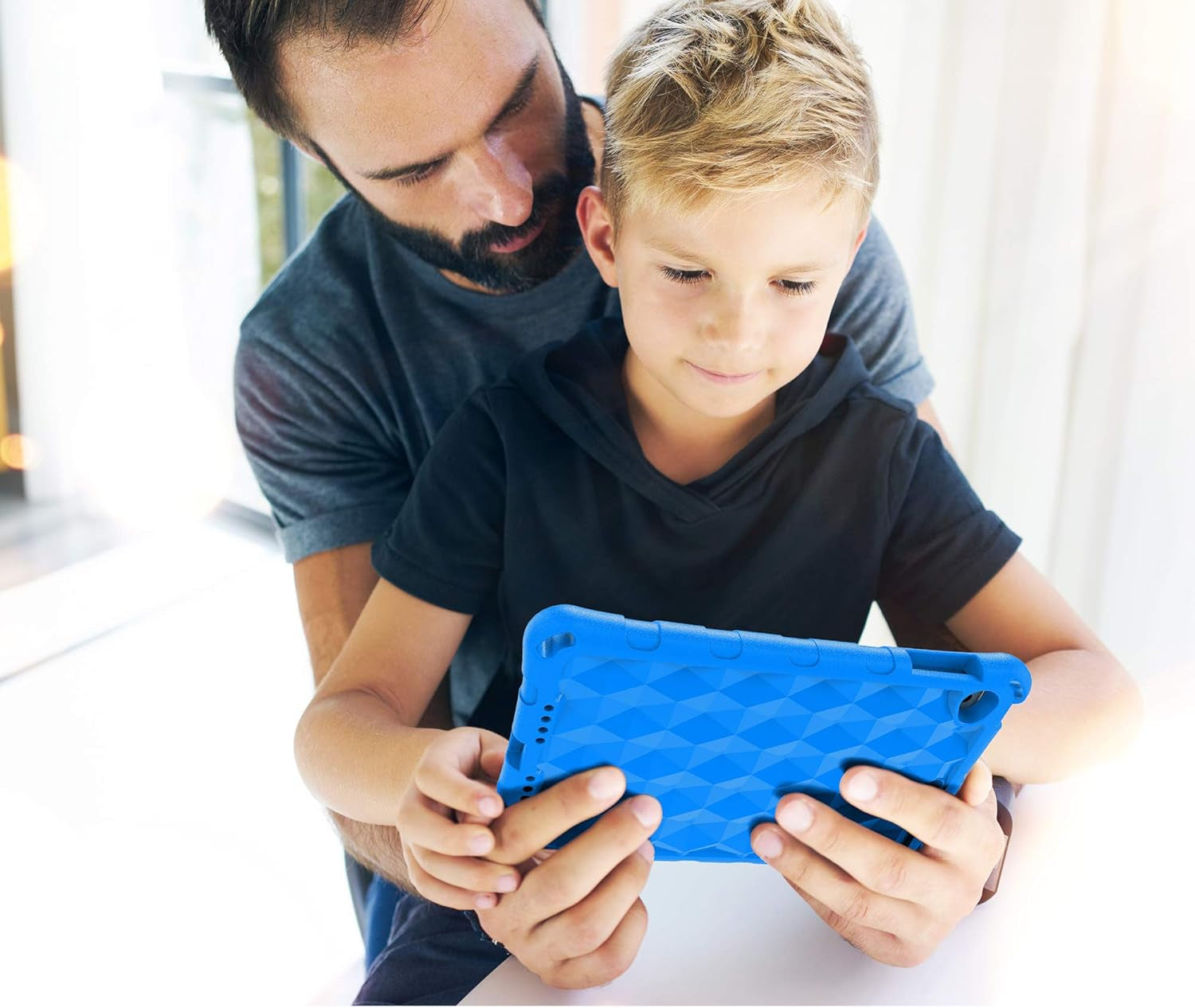 Fire 7 Tablet Case for Kids,Not Compatible with 2022 New,  Extra Thick Protective Layer Double-Layer Shockproof in Four Corners Compatible with 9/7/5Th Generation 2019/2017/2015 Release (Blue)