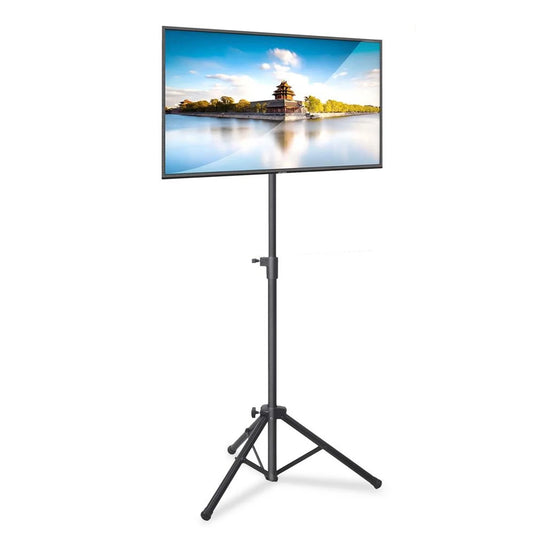 Foldable Portable Adjustable Height Steel Tripod Flatscreen TV Stand, Black