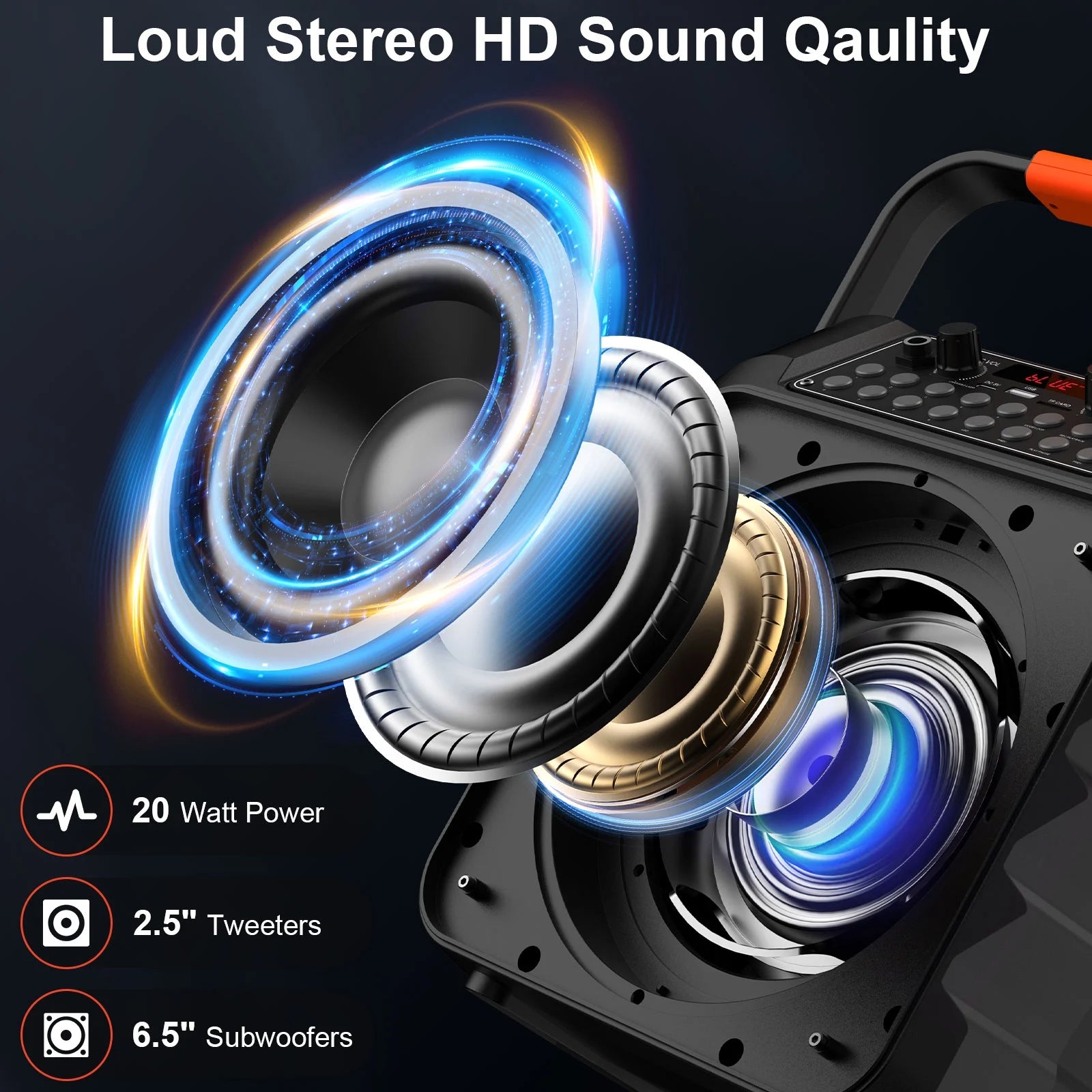 Karaoke Machine for Adults, Portable Party Speaker with 2 Wireless Microphones, Home Singing Karaoke Speaker Bluetooth with LED Light