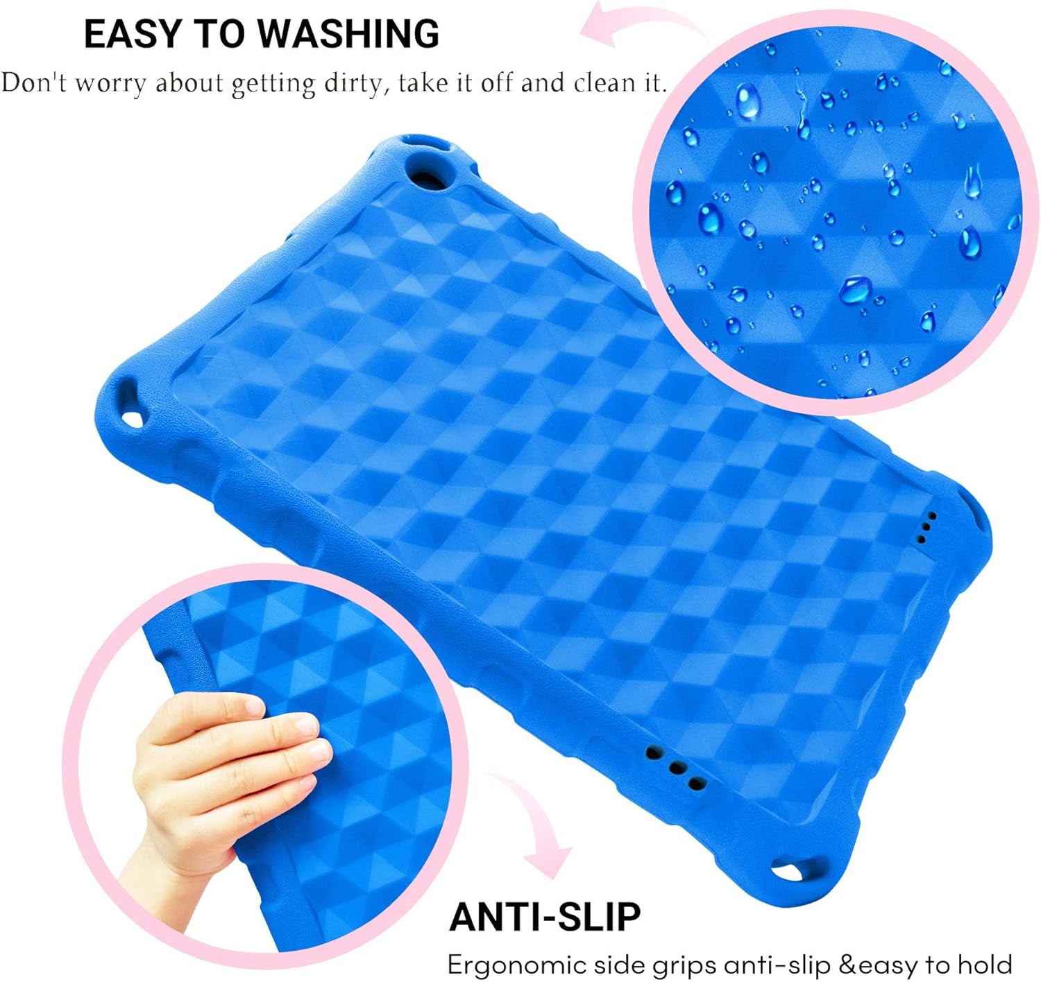 Fire 7 Tablet Case for Kids,Not Compatible with 2022 New,  Extra Thick Protective Layer Double-Layer Shockproof in Four Corners Compatible with 9/7/5Th Generation 2019/2017/2015 Release (Blue)
